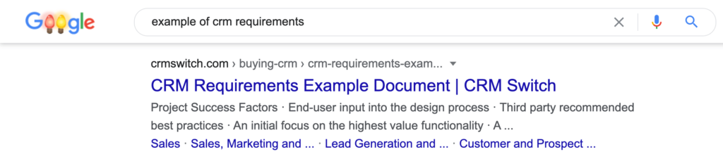 Example Organic Search Result